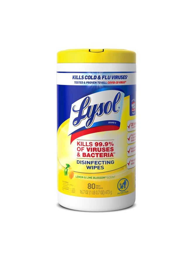 Lysol Disinfecting Wipes Bundle, Home Apartment Dorm Room Essentials and Cleaning Supplies, All Purpose Cleaner, Multi-surface Cleaning Wipes, Lemon and Lime Sanitizing Wipes Bundle, 80 Count - Image 1