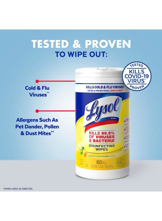 Lysol Disinfecting Wipes Bundle, Home Apartment Dorm Room Essentials and Cleaning Supplies, All Purpose Cleaner, Multi-surface Cleaning Wipes, Lemon and Lime Sanitizing Wipes Bundle, 80 Count - Image 3