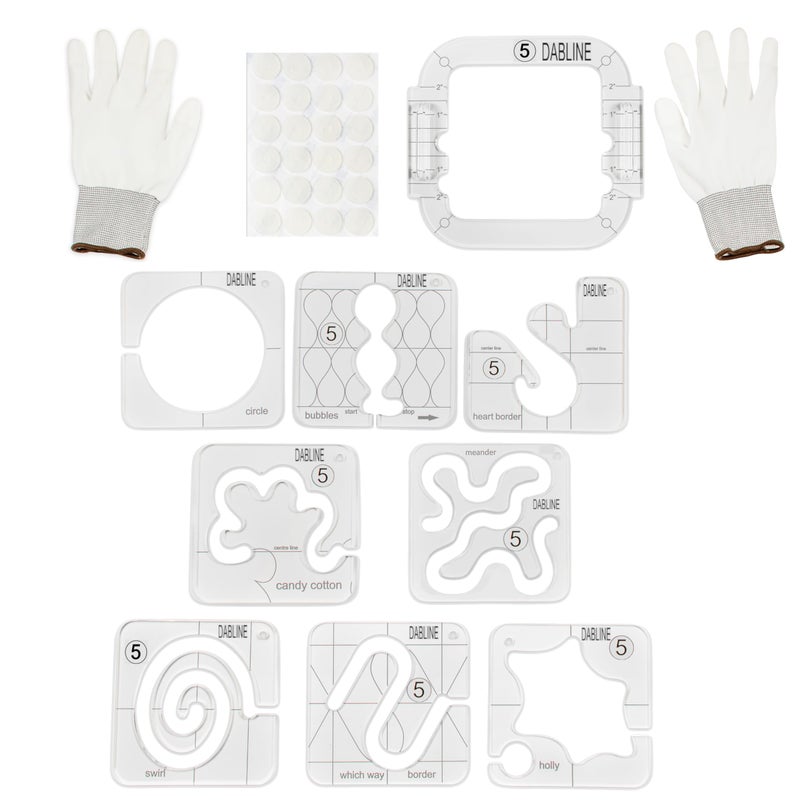 DABLINE 13 PCs Quilting Template Set Includes 8 Quilting Templates, Quilting Frame/Gloves/Stickers/Guide. Free Motion Quilting Rulers and Templates - Image 1