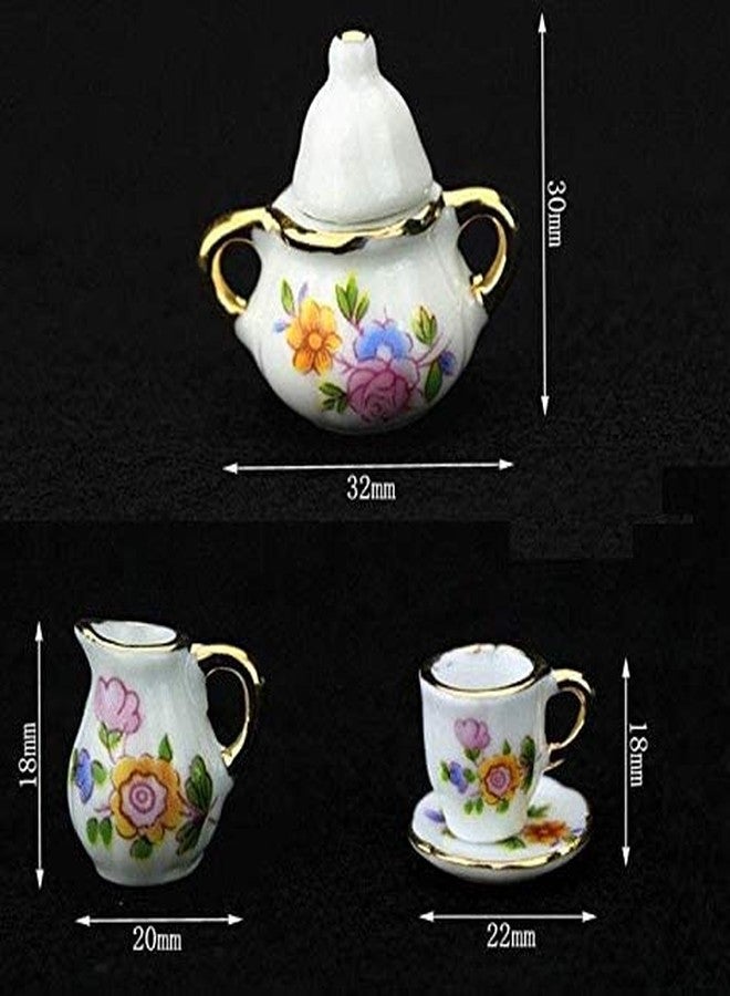 EatingBiting Collection Level 1:12 Scale 1/12 8PCS Elegant Flora Miniature mini House Porcelain Tea Dish, Teapot, Cup, Plate Craft Set, DIY Scene Home Furniture Accessories - Image 4