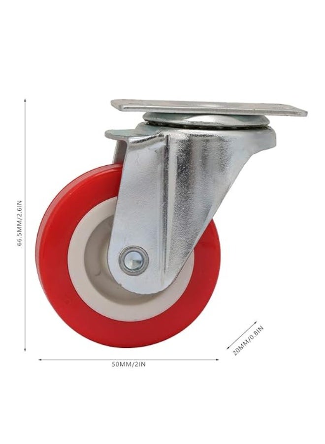 My Souq store :Set of 4 Swivel Caster Wheels for Workbench & Trolley, Plate Mount, Heavy Load Red Rollers - Image 2