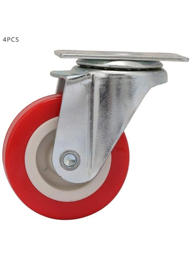 My Souq store :Set of 4 Swivel Caster Wheels for Workbench & Trolley, Plate Mount, Heavy Load Red Rollers - Image 3