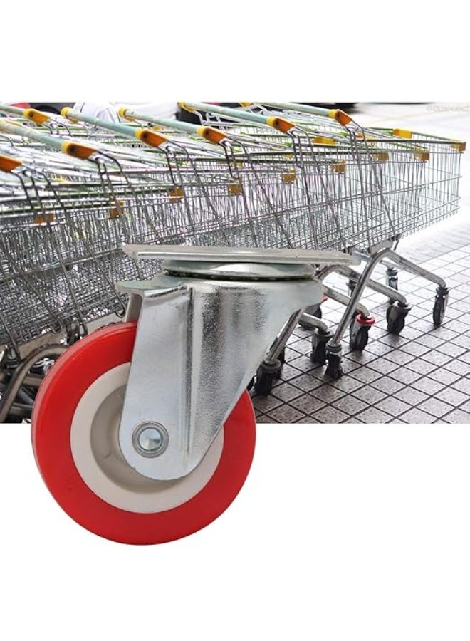 My Souq store :Set of 4 Swivel Caster Wheels for Workbench & Trolley, Plate Mount, Heavy Load Red Rollers - Image 5