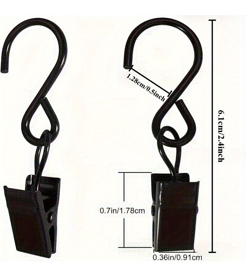 Black S Shaped Hooks 20 Pack For Curtains Kitchen Sink Camping Art Display Garden Decor - Image 3
