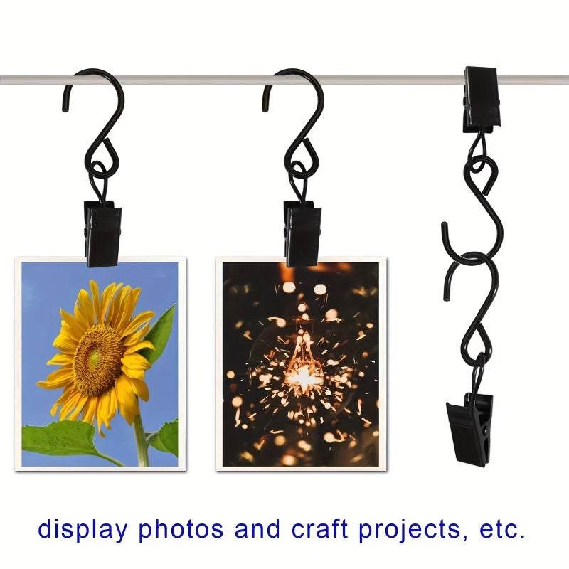Black S Shaped Hooks 20 Pack For Curtains Kitchen Sink Camping Art Display Garden Decor - Image 2