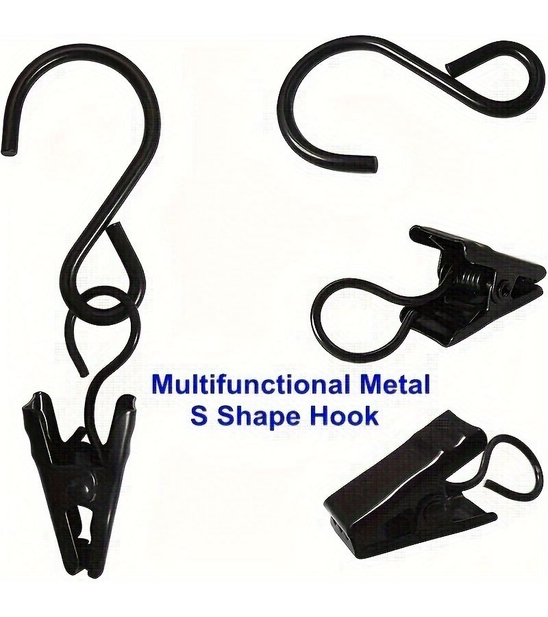 Black S Shaped Hooks 20 Pack For Curtains Kitchen Sink Camping Art Display Garden Decor - Image 4