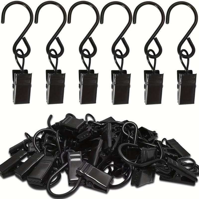 Black S Shaped Hooks 20 Pack For Curtains Kitchen Sink Camping Art Display Garden Decor - Image 1