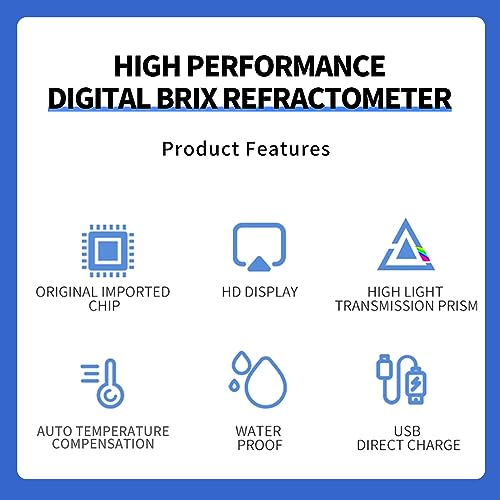 REVASRI Digital Brix Refractometer, Rechargeable Brix Meter for Liquid Sugar Content with LCD, 0-55% Range ±0.2% Accuracy with Auto Temperature Compensation - Image 4