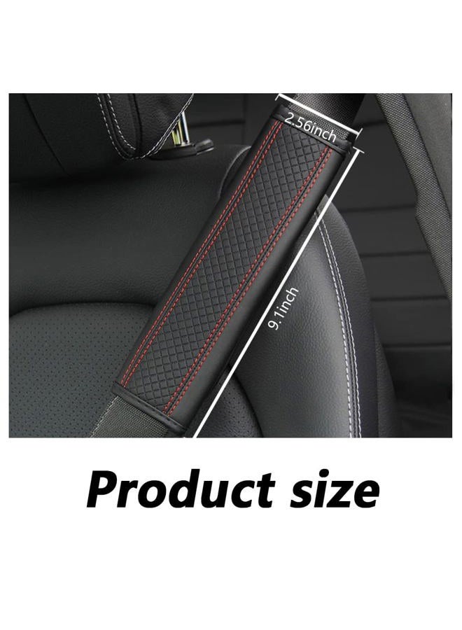 Figpade 2PCS Car Seat Belt Cover Pad,Breathable Leather Seatbelt Covers for Shoulder Protection and Car Decorations,Universal Seatbelt Cushion Adding Car Seat Strap Pads Car Accessories Interior (Black/Red) - Image 2