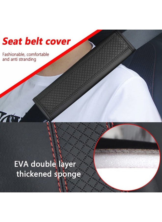 Figpade 2PCS Car Seat Belt Cover Pad,Breathable Leather Seatbelt Covers for Shoulder Protection and Car Decorations,Universal Seatbelt Cushion Adding Car Seat Strap Pads Car Accessories Interior (Black/Red) - Image 3