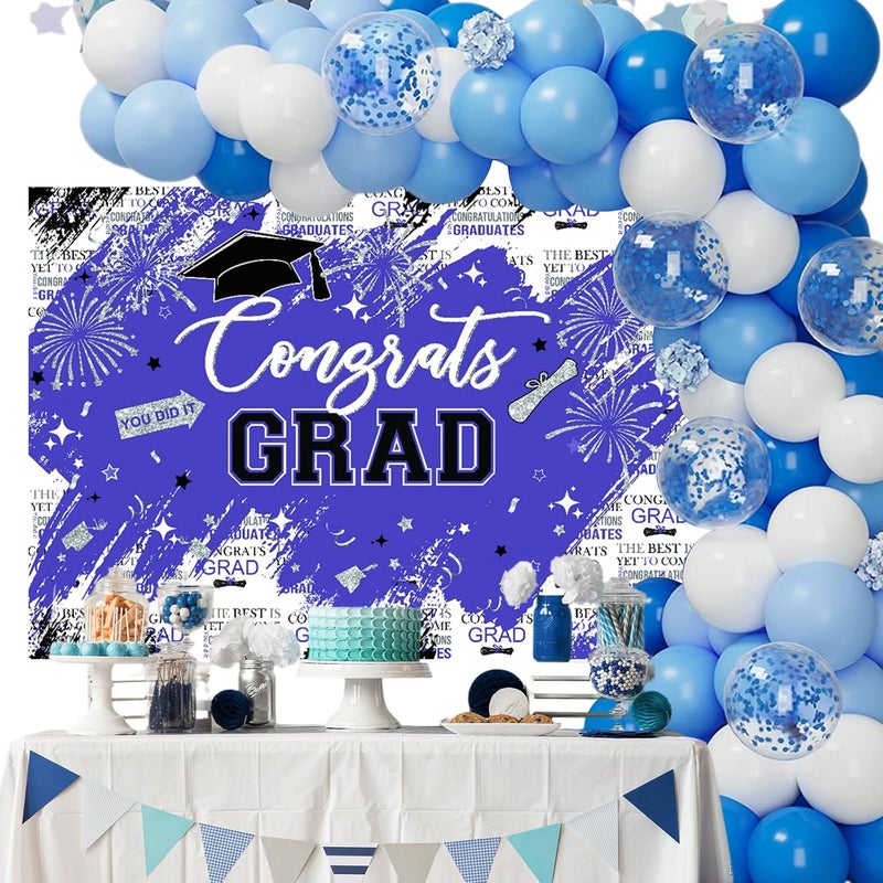 Mocsicka Graduation Backdrop Congrats Grad Purple Graduate Party Decorations Background Class of 2024 Photography Backdrops (Purple, 7x5ft) - Image 3
