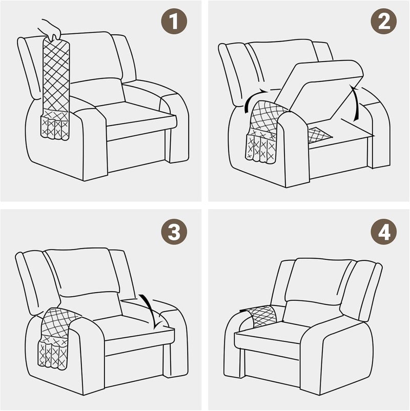 Meeall Armchair Caddy & Remote Control Holder for Couch & Recliner | Non-Slip Armrest Organizer with 6 Pockets for TV Remote, Phone, Tablet, Magazine & More, Gray - Image 2