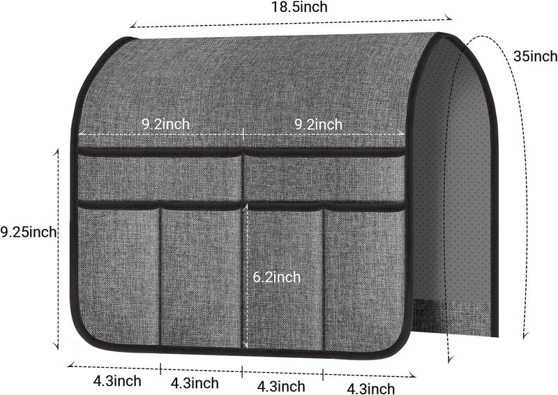 Meeall Armchair Caddy & Remote Control Holder for Couch & Recliner | Non-Slip Armrest Organizer with 6 Pockets for TV Remote, Phone, Tablet, Magazine & More, Gray - Image 5