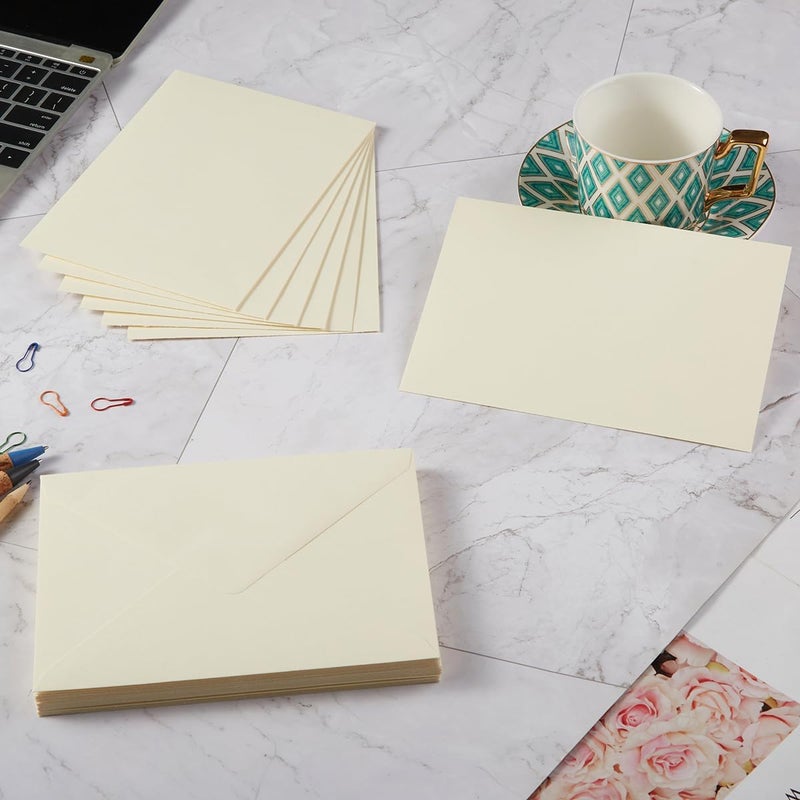 Toperd 50 Pack A7 Colorful 5x7 Envelopes V Flap Invitation Envelopes for 5x7 Cards, Birthday, Weddings, Graduations, Greeting Cards, Baby Shower 5.24 x 7.24 Inches (Cream Color) - Image 3