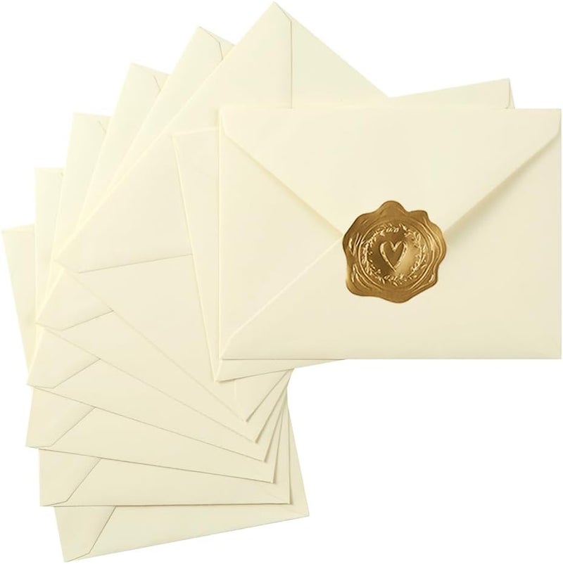 Toperd 50 Pack A7 Colorful 5x7 Envelopes V Flap Invitation Envelopes for 5x7 Cards, Birthday, Weddings, Graduations, Greeting Cards, Baby Shower 5.24 x 7.24 Inches (Cream Color) - Image 1