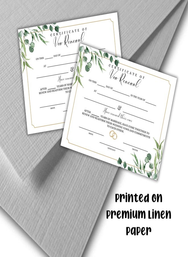 Lashicorn Vow Renewal Certificate on Linen 6pk 8.5x11” Marriage License Gold Greenery Celebration Anniversary Document to Frame Classic Ceremony Keepsake Milestone - Image 5