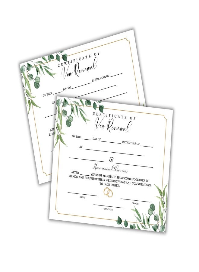 Lashicorn Vow Renewal Certificate on Linen 6pk 8.5x11” Marriage License Gold Greenery Celebration Anniversary Document to Frame Classic Ceremony Keepsake Milestone - Image 1
