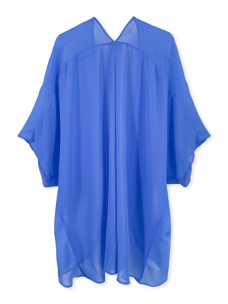 Moss Rose Women's Beach Kimono Coverup Sheer Chiffon Cover Ups, Casual Loose Open Front Cardigan Tops Solid Blue - Image 4