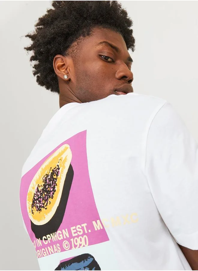 JACK & JONES Front and Back Print Crew Neck T-Shirt