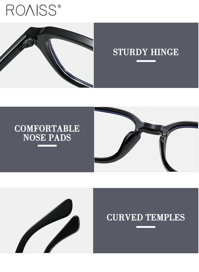 roaiss 2 Pcs Blue Light Blocking Glasses for Women Men, Blue Light Filter, Retro Square Computer Glasses Anti Eye Strain UV Glare, Gaming Glasses 48mm - Image 4