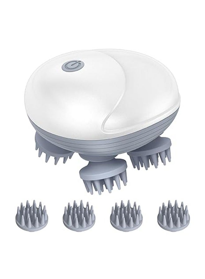 Generic Electric Scalp Massager Multifunctional Waterproof Head Massager With 96 Kneading Nodes Rechargeable Head Scratcher For Hair Growth Stress Relax Relaxing Gifts For Women Men Her(Silvery) - Image 2