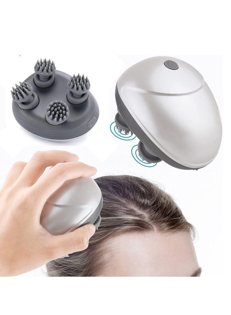 Generic Electric Scalp Massager Multifunctional Waterproof Head Massager With 96 Kneading Nodes Rechargeable Head Scratcher For Hair Growth Stress Relax Relaxing Gifts For Women Men Her(Silvery) - Image 1