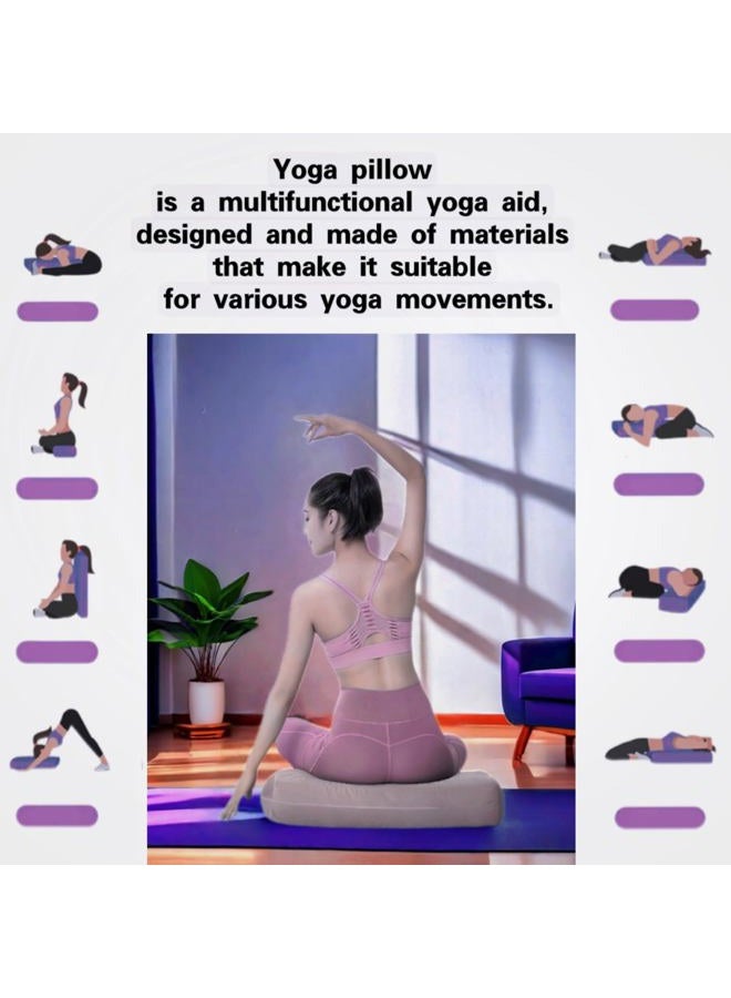 NGT new guide steps Yoga Bolster Pillow for Meditation and Support - Rectangular Yoga Cushion Foam Wedges Washable Suede Pillowcase for Men and Women with Carry Handles (Purple) - Image 5