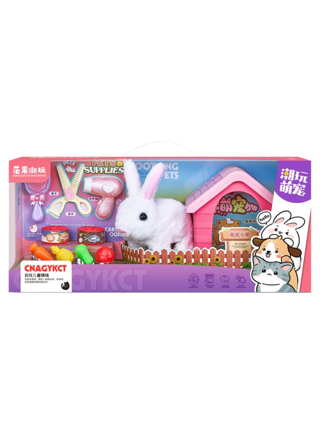 Fruit Trendy Play House Electric Walking Sound Plush Dog Rabbit Cat Pet Family Interactive Hairdressing Toy-Color:MG-022, 16 Boxes In 1 Box  - Image 3