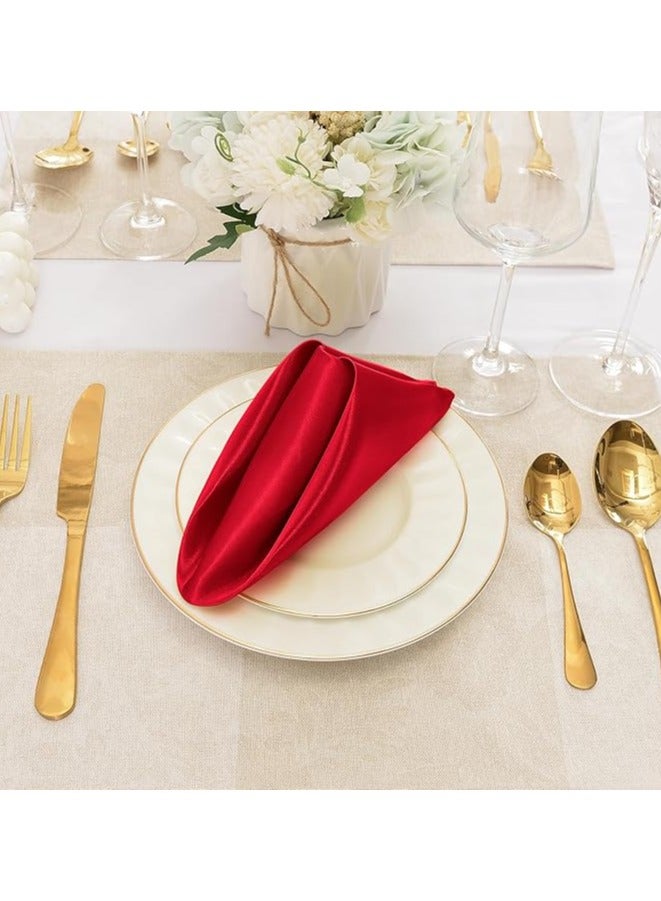 10 Pack Satin Table Cloth Napkins, 17.7x17.7 Inch Burgundy Silky Wedding Napkins Cloth Washable, Luxury Dining Table Cloth Napkins Set for Birthday Holiday Party Dinner Restaurant - Image 3