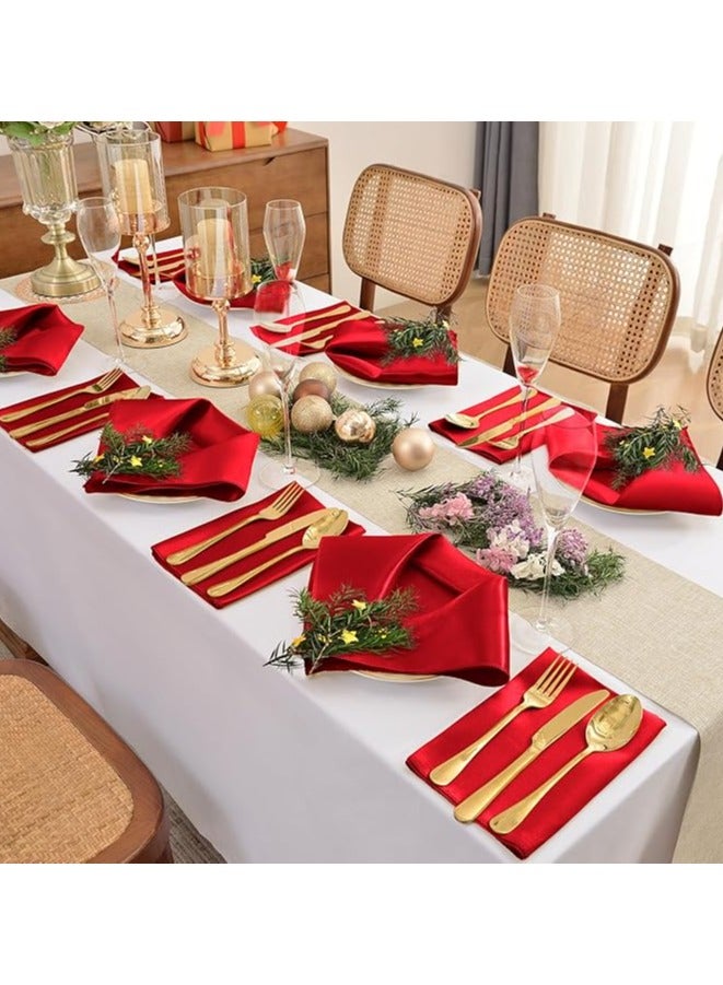 10 Pack Satin Table Cloth Napkins, 17.7x17.7 Inch Burgundy Silky Wedding Napkins Cloth Washable, Luxury Dining Table Cloth Napkins Set for Birthday Holiday Party Dinner Restaurant - Image 4