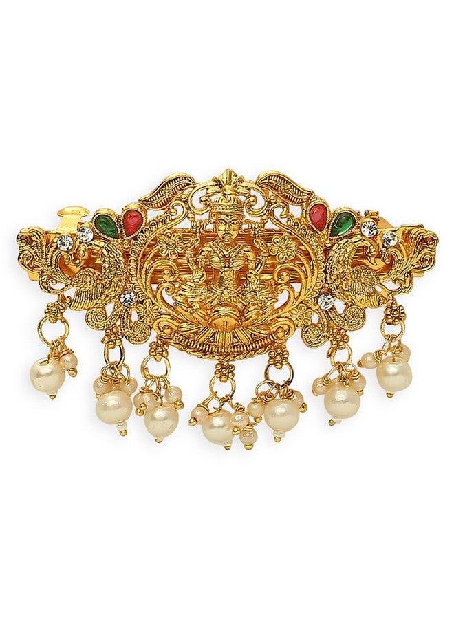 Oomph! مشبك شعر عرق اللؤلؤ الأحمر الماروني والأخضر من أومف للنساء والفتيات - تصميم معبد (HST7_O) - Image 1