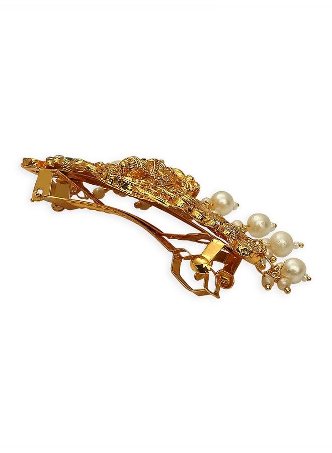 Oomph! مشبك شعر عرق اللؤلؤ الأحمر الماروني والأخضر من أومف للنساء والفتيات - تصميم معبد (HST7_O) - Image 5