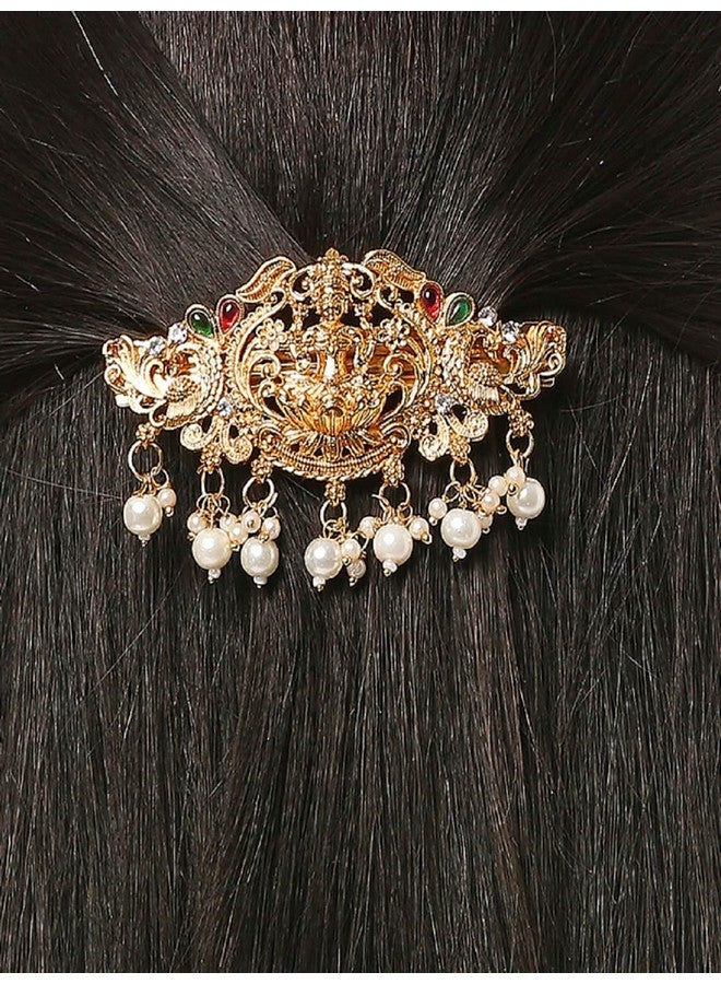 Oomph! مشبك شعر عرق اللؤلؤ الأحمر الماروني والأخضر من أومف للنساء والفتيات - تصميم معبد (HST7_O) - Image 2