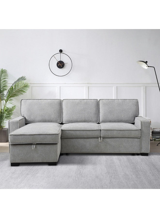 Home Box أريكة سرير زاوية قماش قابلة للعكس 2 قطعة 3 مقاعد مجموعة مع 2 حامل أكواب قابل للانخفاض وusb 141 × 88 × 85 سم - Image 1