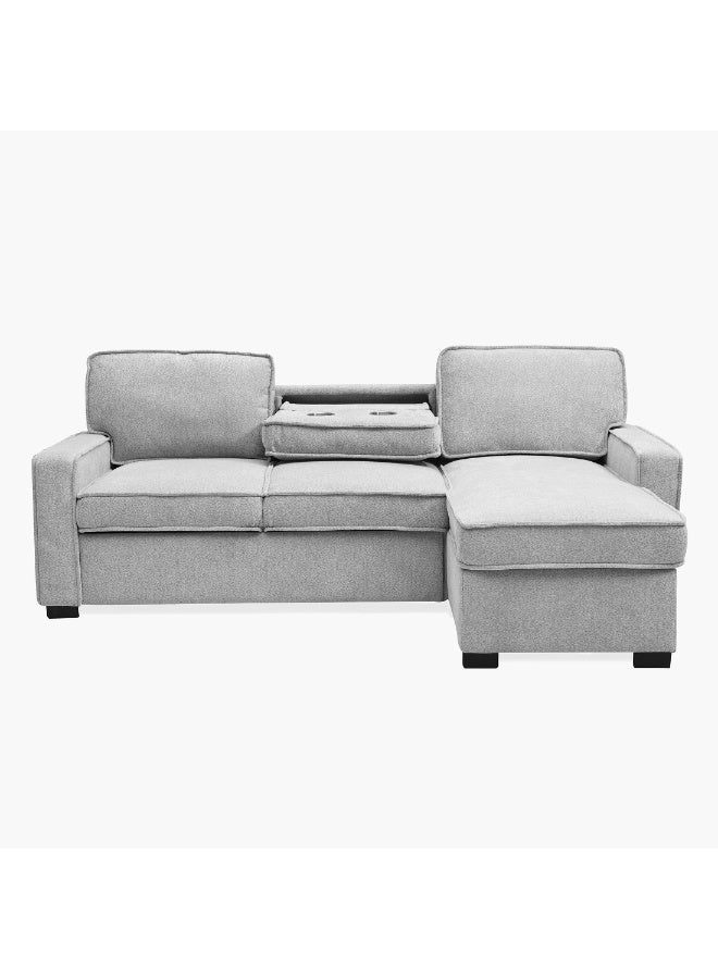 Home Box أريكة سرير زاوية قماش قابلة للعكس 2 قطعة 3 مقاعد مجموعة مع 2 حامل أكواب قابل للانخفاض وusb 141 × 88 × 85 سم - Image 5