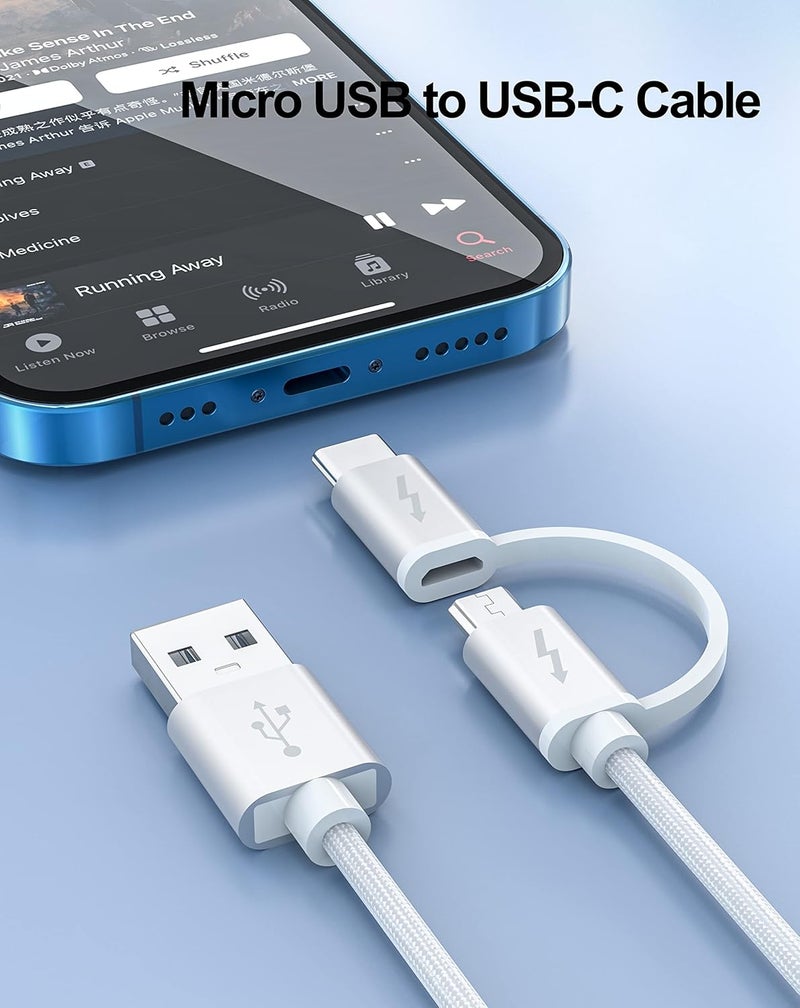 Superer Micro USB Type C 2 in 1 Charger Cord Fit for Amazon Old & New Kindle Fire Tablets (HD/HDX/Plus/Kids/Max), Kindle Paperwhite & Oasis E-Reader, Echo dot OontZ Nylon Braided Charging Power Cable - Image 3