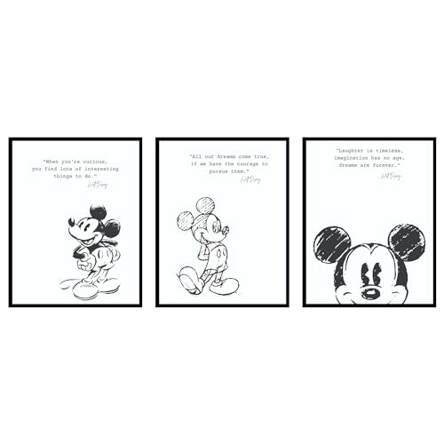 BigWig Prints Mickey Mouse Wall Decor - Mickey Mouse Wall Art Quotes, Nursery Decor Pictures, Motivational Inspirational Room Decoration Posters, Bathroom Art Classroom - Unframed 3 Pack (8x10) - Image 1