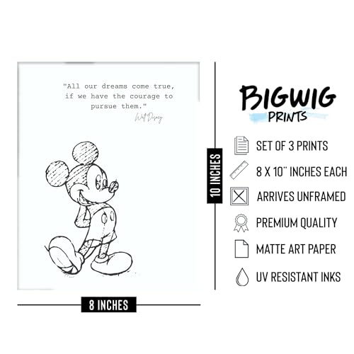 BigWig Prints Mickey Mouse Wall Decor - Mickey Mouse Wall Art Quotes, Nursery Decor Pictures, Motivational Inspirational Room Decoration Posters, Bathroom Art Classroom - Unframed 3 Pack (8x10) - Image 2