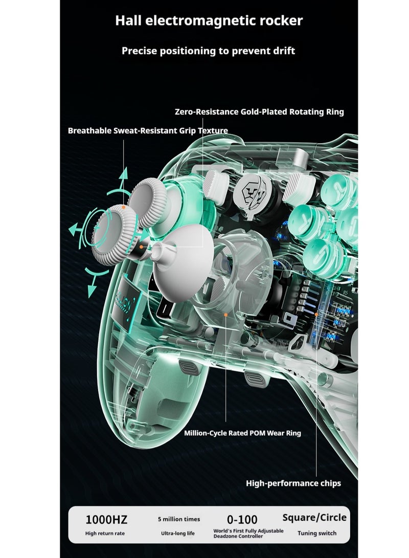 AOLION K20 Wireless Gaming Controller - Hall Triggers & Joysticks, RGB, for PC/Switch/iOS/Android, Includes 1000mAh Battery & Charging Dock. - Image 4