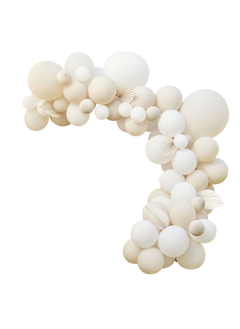 Ginger Ray Balloon Arch with Decorations White Beige DIY 80-Pack - Image 1
