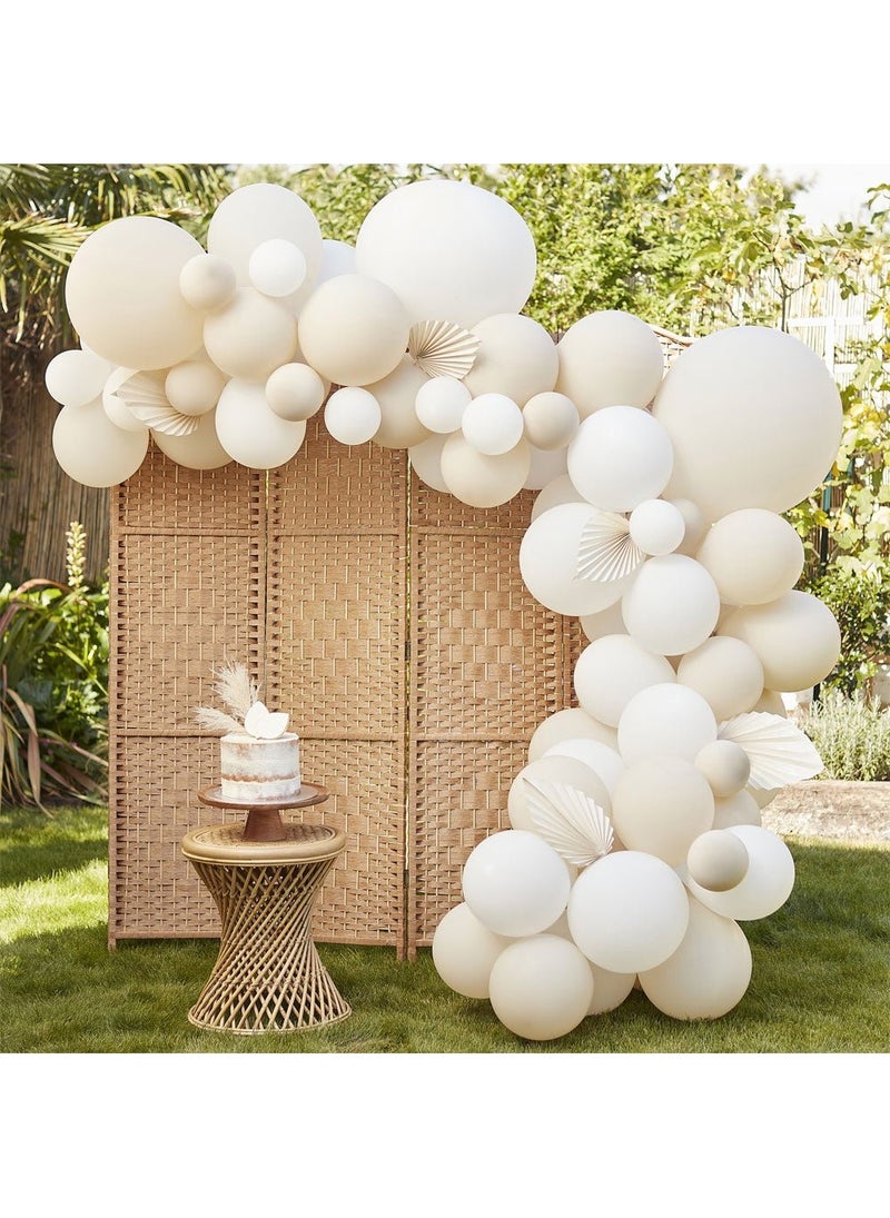 Ginger Ray Balloon Arch with Decorations White Beige DIY 80-Pack - Image 2