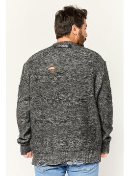 DIESEL Men Crew Neck Knitted Sweaters, Black  - Image 4