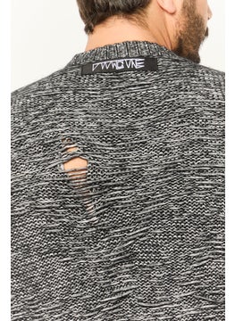 DIESEL Men Crew Neck Knitted Sweaters, Black  - Image 3