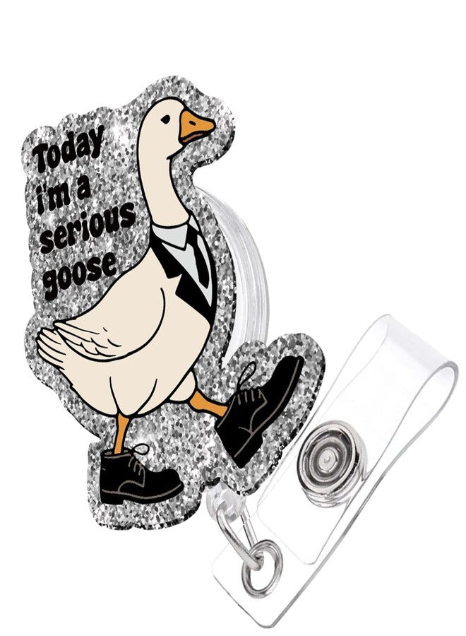 963RW Funny Badge Reel Retractable Mental Health ID with Clip, Silly Goose Badge Holder for RNs CNAS Nursing Students Doctors Staff Social Worker - Image 1