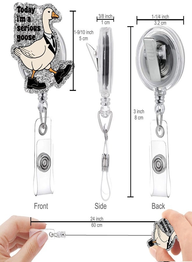 963RW Funny Badge Reel Retractable Mental Health ID with Clip, Silly Goose Badge Holder for RNs CNAS Nursing Students Doctors Staff Social Worker - Image 2