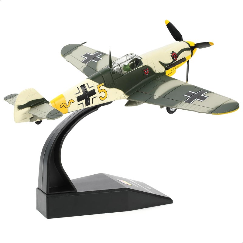 NUOTIE 1/72 Scale German WWII Messerschmidt BF-109 Fighter Model Diecast Airplanes Military Display Model Aircraft for Collection Classic Model (Jungle Camouflage) - Image 1