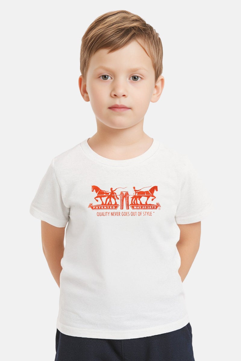 Levi's Toddlers Boy Crew Neck Short Sleeve Graphic Print Top, White - Image 1