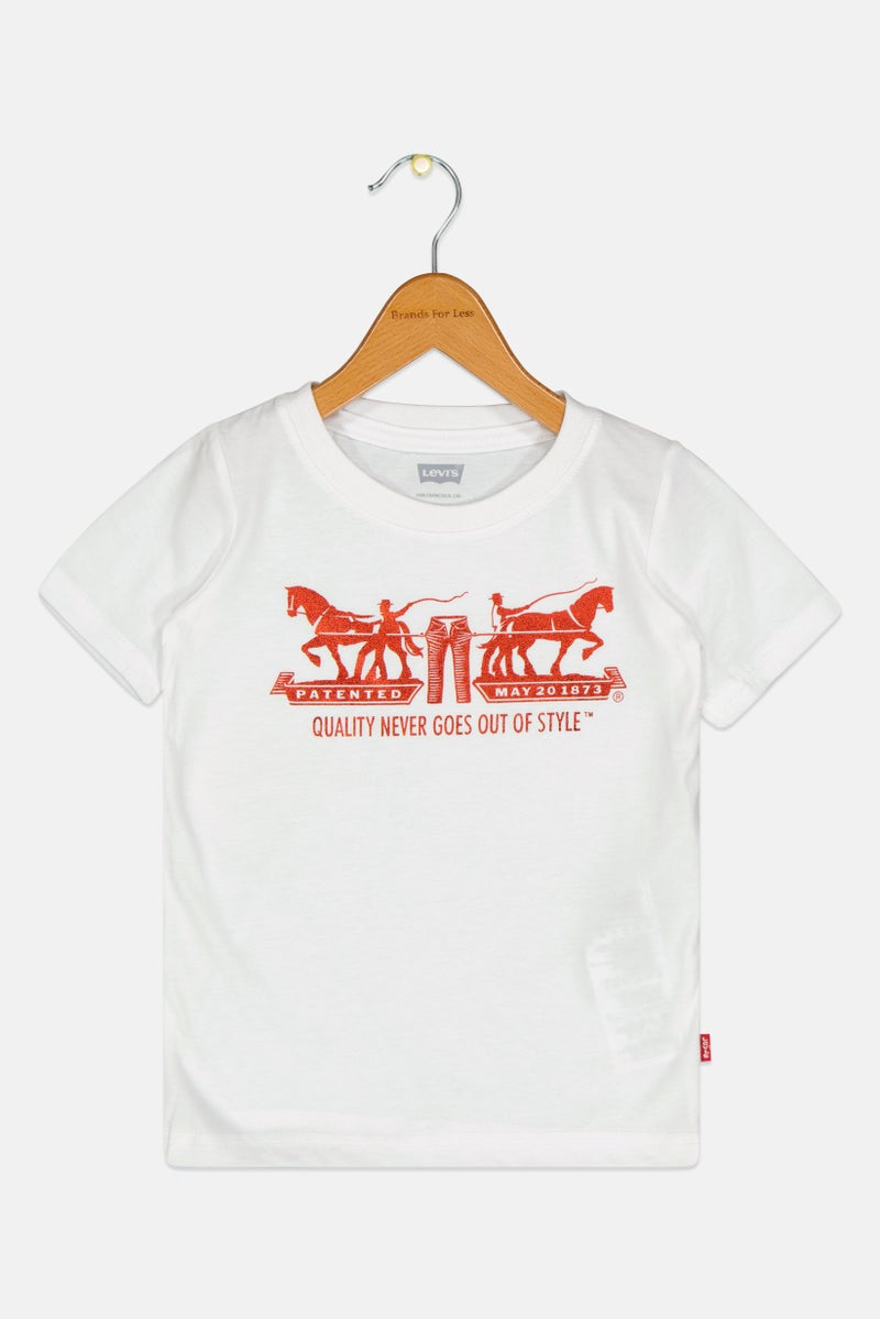 Levi's Toddlers Boy Crew Neck Short Sleeve Graphic Print Top, White - Image 2