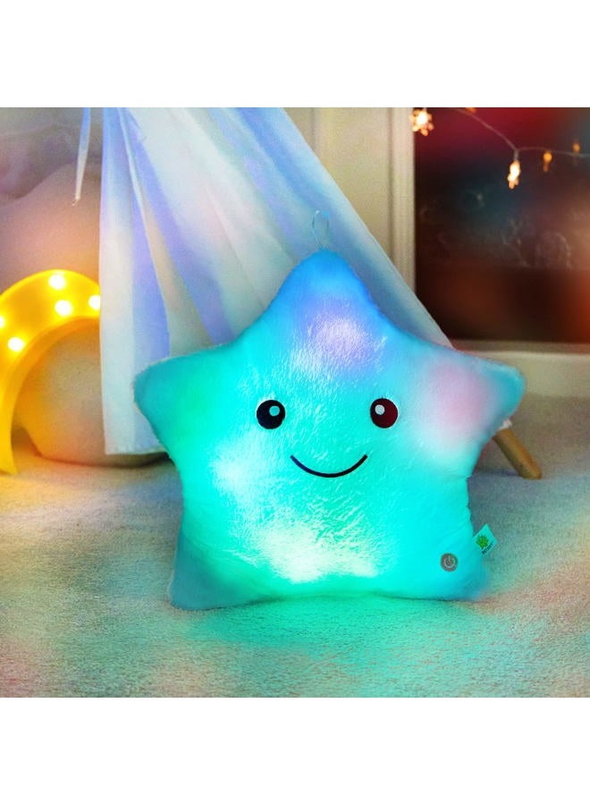 WEWILL Brand Creative Twinkle Star Glowing LED Night Light Plush Pillows Stuffed Toys (Blue) - Image 2