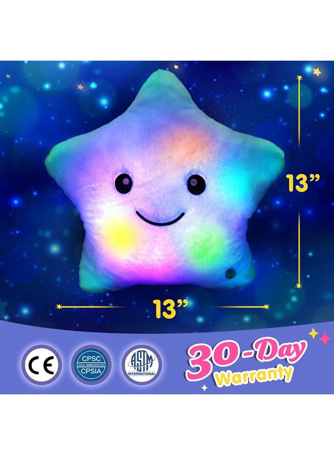 WEWILL Brand Creative Twinkle Star Glowing LED Night Light Plush Pillows Stuffed Toys (Blue) - Image 3